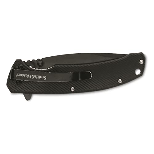 Image of Smith & Wesson Velocite 7.75in High Carbon S.S. Assisted Folding Knife with 3.5in Clip Point Blade and Polymer Handle for Outdoor, Tactical