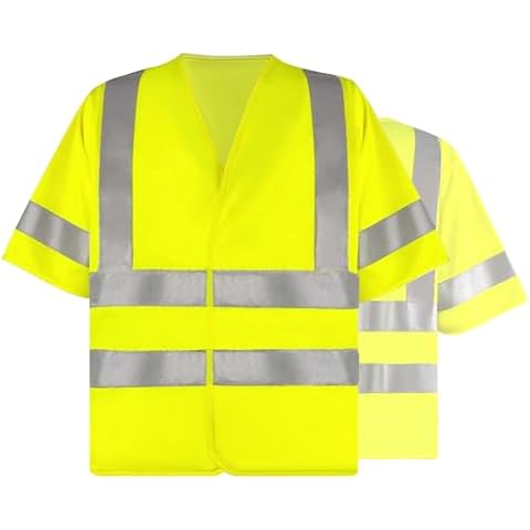 JHPAZUJA High Visibility Safety Work Vest for Men, Security Vest for Security Guard, Yellow Vest with Reflective Strips (Yellow, XL) Cover
