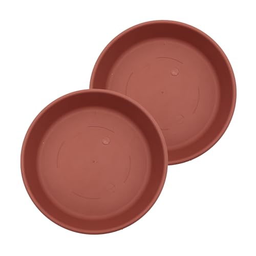The HC Companies 12 Inch Classic Round Plant Saucer Lightweight UV-Resistant Plastic Outdoor & Indoor Flower Pot Tray 2-Pack Plant Pot Trays for Garden & Home Decor Clay