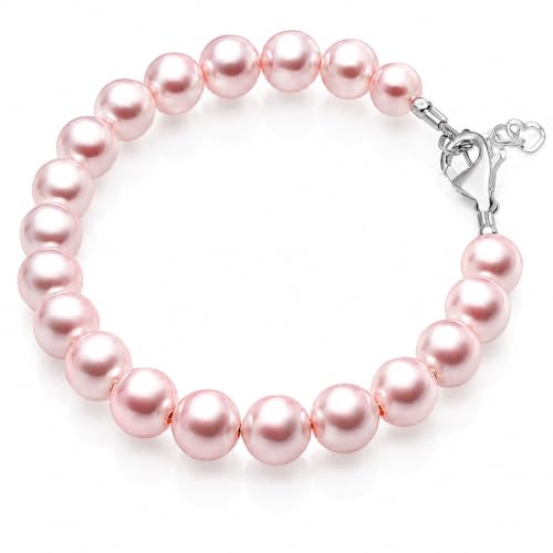 Image of Baby Crystals Pink Pearl Bracelet for Girls | Flower Girl Birthday Jewelry