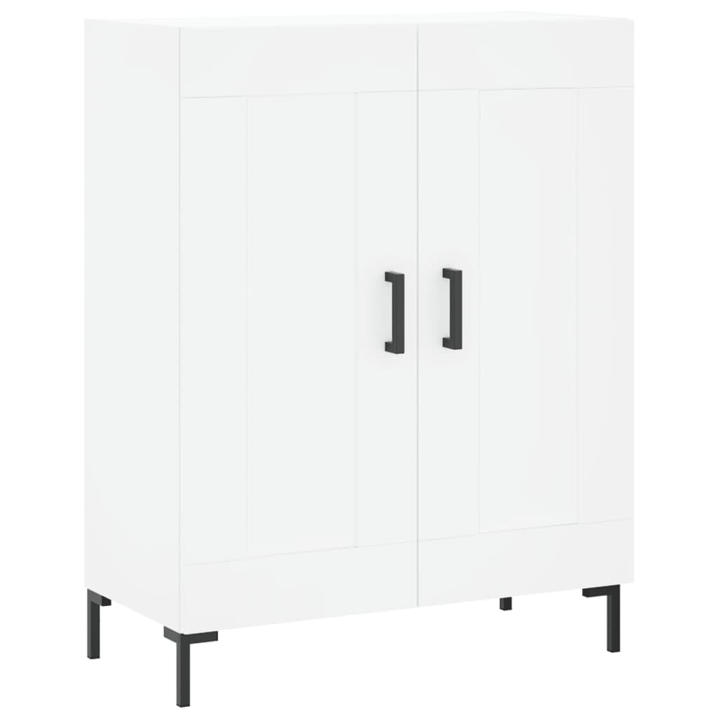 Générique Bufet wysoki biały 69,5x34x180 cm, szafka do przechowywania drewna inżynieryjnego z drzwiami i metalowymi nogami, przestronna i stabilna szafka do salonu