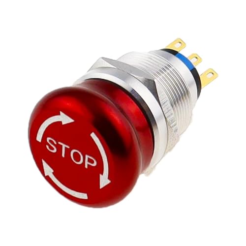 Bouton métallique arrêt d'urgence 19mm interrupteur coupure de sécurité 6 broches