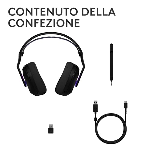 G522 LIGHTSPEED cuffia con microfono gaming wireless, LIGHTSYNC RGB, microfono e audio sincronizzato avanzato, connettività tripla con LIGHTSPEED, Bluetooth, da USB-A a USB-C per PC - Nero - Cuffia gaming - Immagine 8
