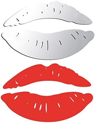 Bixzegg 2 Sets 3D Large Lips Mirror Wall Stickers, Kiss Shape Wall Art Decals, Acrylic DIY Self-Adhesive Wallpaper Murals for Bedroom, Living Room, Bathroom Home Decor (Silver and Red)…