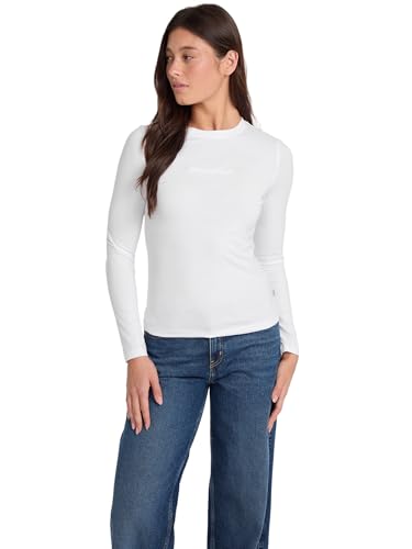 Guess T-Shirt Slim A Maniche Lunghe Con Ricamo, Bianco Puro., Xs - 2
