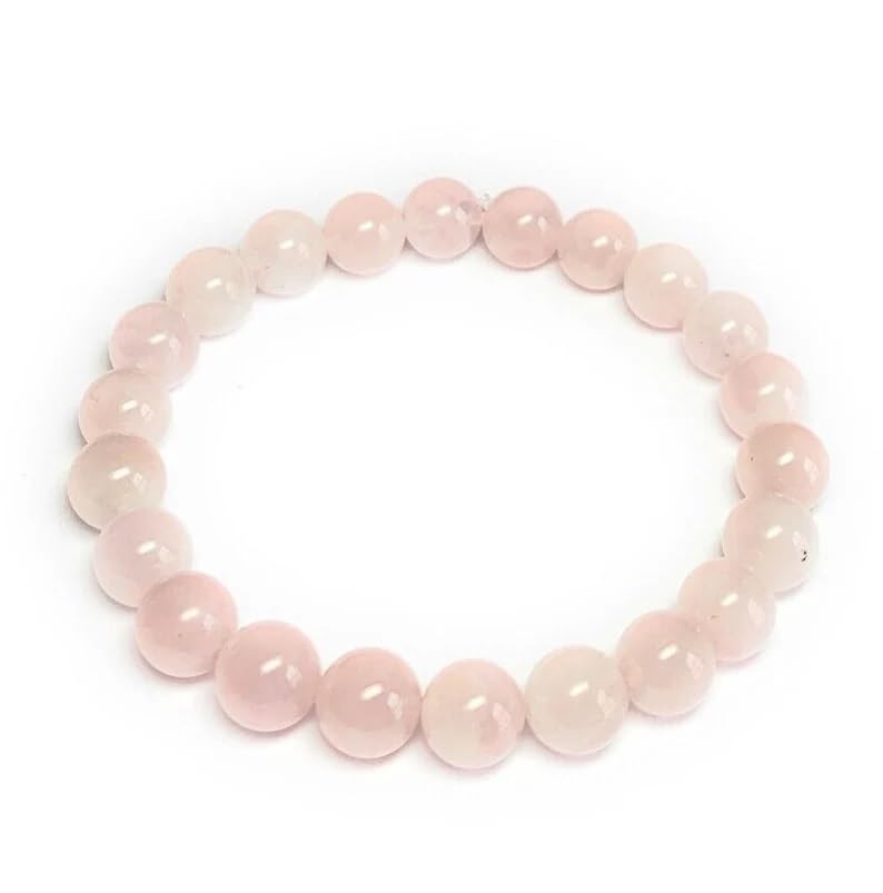 Braccialetto in quarzo rosa fatto a mano con pietre semipreziose naturali da 10 mm, perline rotonde lisce ed elastiche, braccialetto bohémien, braccialetto per meditazione spirituale, bracciale