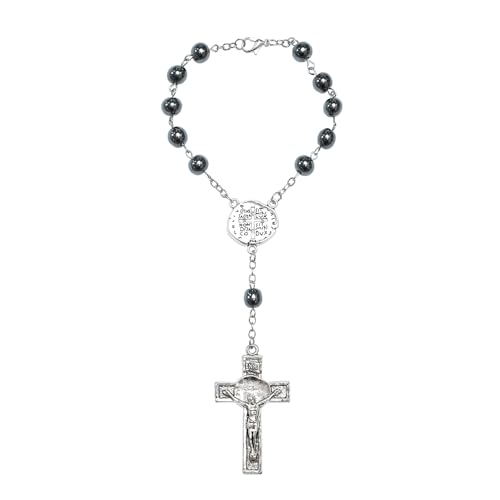lulucross Decade Auto Rosary for Rear View Mirror, Catholic Bracelet Religious Gift