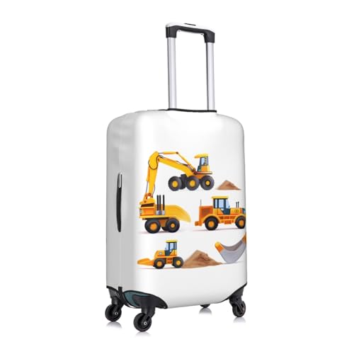Machinery Truck and Loader Travel Luggage Cover Fits 22"-24" Luggage, Cartoon Washable Spandex Suitcase Covers for Work Outdoor3