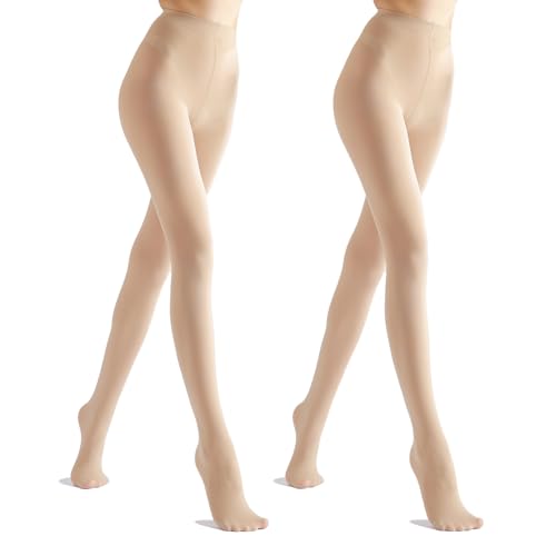 2 Pairs Women's Sheer Tights, 20D High Waist Thin Tights Control Top Pantyhose Ultra Sheer Silky Nylons for Women