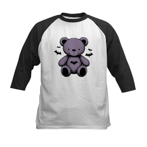 CafePress Batty Bear Purple Kids Baseball T Shirt Kids Cotton Baseball Jersey, 3/4 Raglan Sleeve Shirt