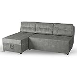 postergaleria Sofá Cama 3 plazas Chaise Longue con 2 cubrecamas 196x145 cm Gris - sofá esquinero Izquierda, Superficie para Dormir 196x140 cm, en Tejido de Terciopelo - Sofa 3 plazas, para salón