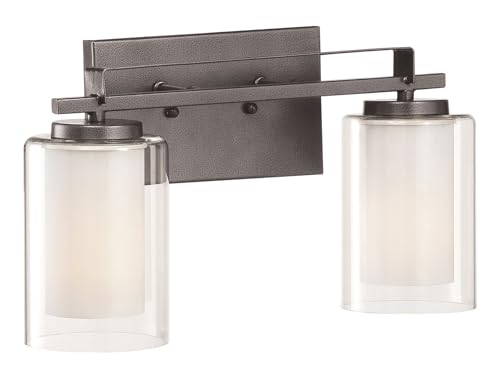 Image of Minka Lavery 6102-172 Parsons Studio Vanity Bath Light, 2-Light, 200 Total Watts, 15-in H x 8.75-in W, Smoked Iron