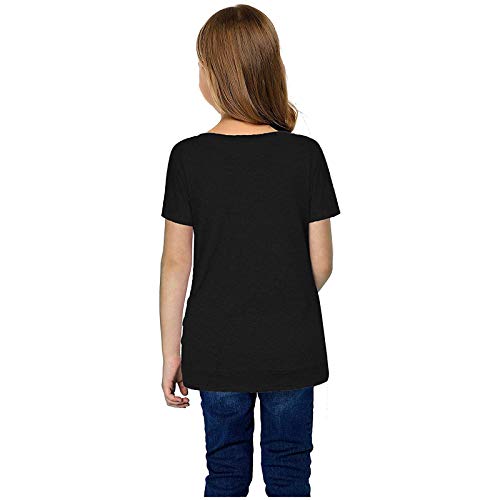 Girls Casual Solid Color Tops,Kids Girls Casual Tunic Tops Knot Front Button Short Sleeve Blouse T-Shirt Tee(Black,8-9 Years), Black2