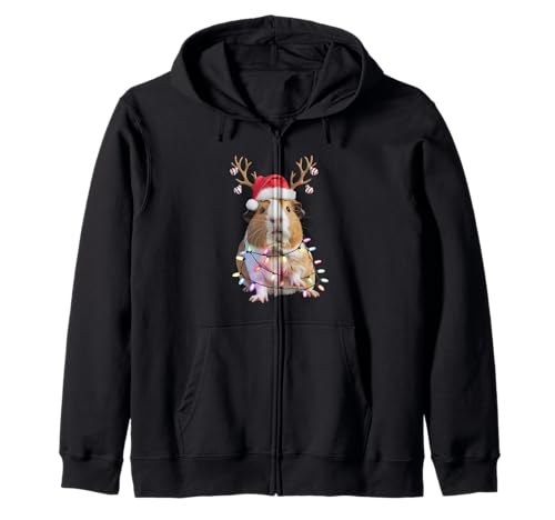 Süßes Meerschweinchen Weihnachten Rentier Xmas Lichter Meerschweinchen Kapuzenjacke