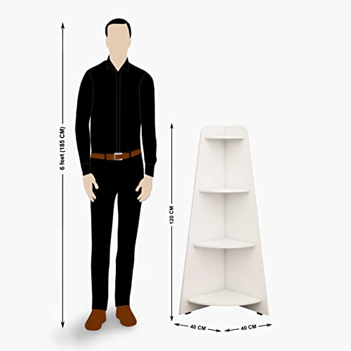 Image of Home Centre | Helios Reynan Mafra 4-Tier Corner Shelf | Engineered Wood, for Living Room | White