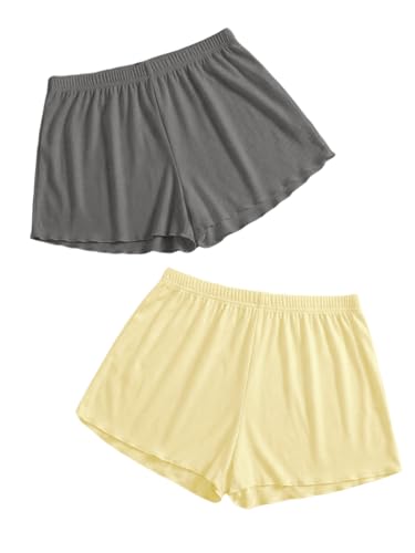 Image of Floerns Women's Plus Size Solid Pajama Shorts 2 Pack Soft Lounge Sleep Shorts