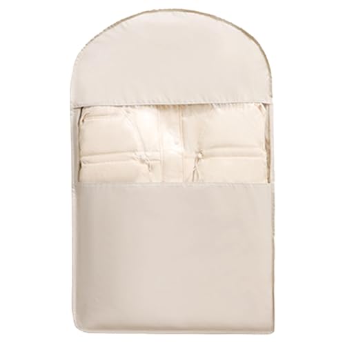 Garment Bags for Hanging Down Jacket, Peach Skin Velvet, Clothes Cover with Clear PVC Window，Sealed Completely，Reuse(Beige,58x15x130cm/23x6x51in)
