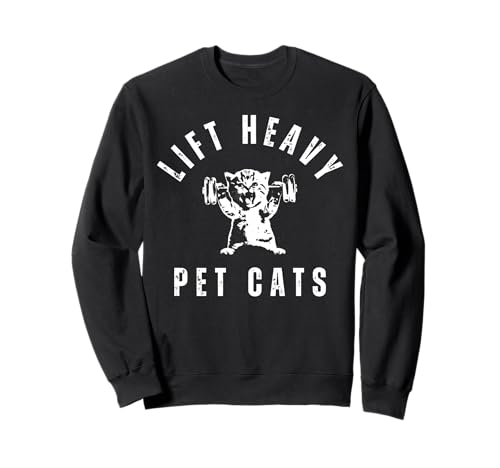 Lift Heavy Pet Cat Gym Weightlifting Workout Fitness Retro Sweatshirt