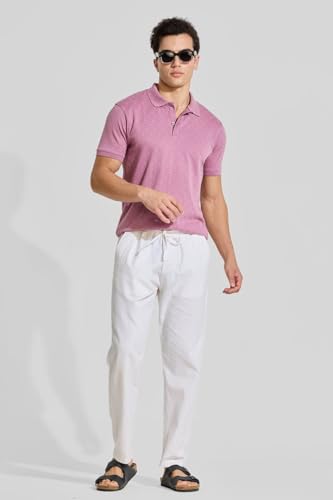 Image of SNITCH Mauve Textured Polo T-Shirts