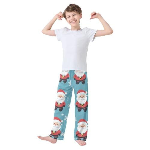 ZZXXB Santa Claus and Snow Boys Long Pants Soft Trousers Elastic Waist Kids Lounge Bottoms with Pockets S-XL3
