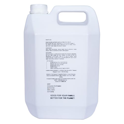 Image of Bio-Enzime Based Dishwash Gel Yellow Lemon & active salt, Refreshing, Antibacterial, Leaves no residue,Fast Cleaner for all types of Utensils, Dishwasher Liquid, Refill Can (5L)