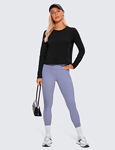 CRZ YOGA Pima Cotton Long Sleeve Workout Shirts for Women Loose Cropped Tops Athletic Sports T-Shirt3