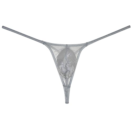 Men's Gloss C-thru Micro String Thong Underwear Contoured Pouch Grape Smugglers Mesh Stretchy Underpants Sheer Lingerie2