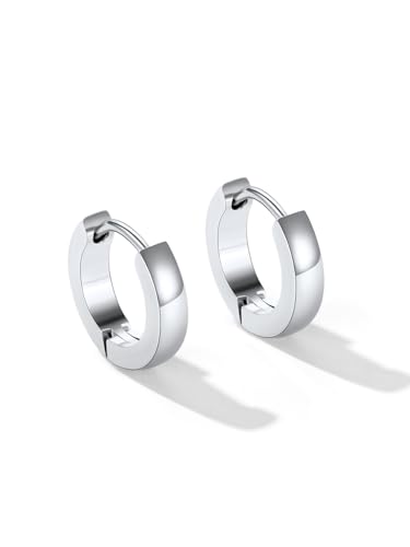 U7 Boucles Oreilles pour Homme Femme Acier Inoxydable 9mm Créoles Huggie anneau oreille femme