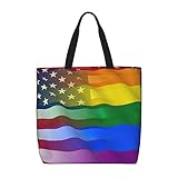 Bolsa De La Compra Bandera Arcoíris Lgtb Bolsa De Tela Para Mujeres Reutilizables Con Bolsillo Interior Bolsas De Compras, Para De Oficina, Estudiantes, Viajes, Playa