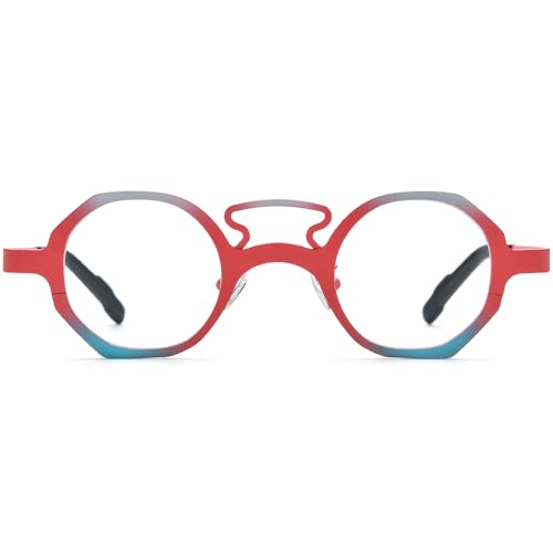 Image of FONEX Colorful Pure Titanium Glasses Frame Women Retro Round Eyeglasses