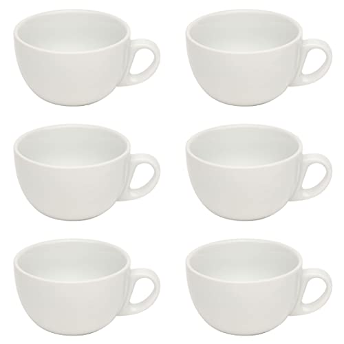 Gastro Spirit - 6er Milchkaffee-Tassen Set - Weiß, 350 ml, Porzellan,...