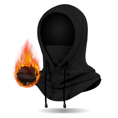 Finvizo Winter Balaclava Ski Mask: Hood Hats Fleece Balaclava Face Mask Men Women Warm Face Cover for Cold Weather Gear, Black