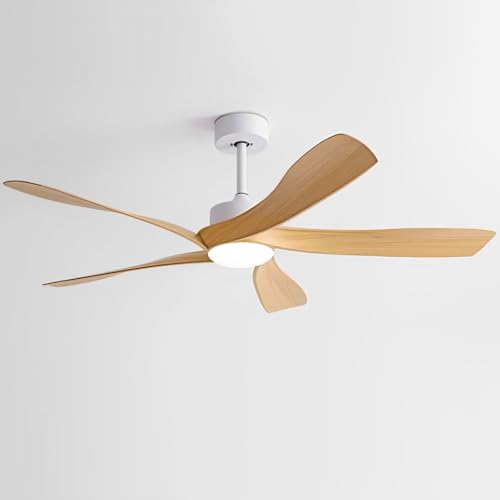 Ventilador de Techo con luz de 55 Pulgadas y Control Remoto, luz Grande, 5 aspas, 6 velocidades, Reversible, silencioso, para Sala de Estar, Dormitorio, Patio, Interior y Exterior.