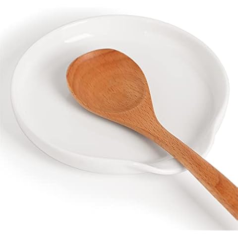 GDCZ Ceramic Spoon Rest for Stove Top - 5 Inches Large Spoon Holder for kitchen Counter, White Coffee Spoon Rest, Cooking Utensil Rest, Kitchen Accessories, Dishwasher Safe, Set of 1 Cover