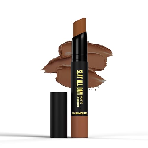 Image of Hilary Rhoda Slay All Day Matte Lipstick | Transfer-proof & Smudge-proof | Long-Lasting & Premium Creamy Lipstick | Waterproof & Vibrant Colour lipstick | 2.6g (Mocha Brown - Shade 16)