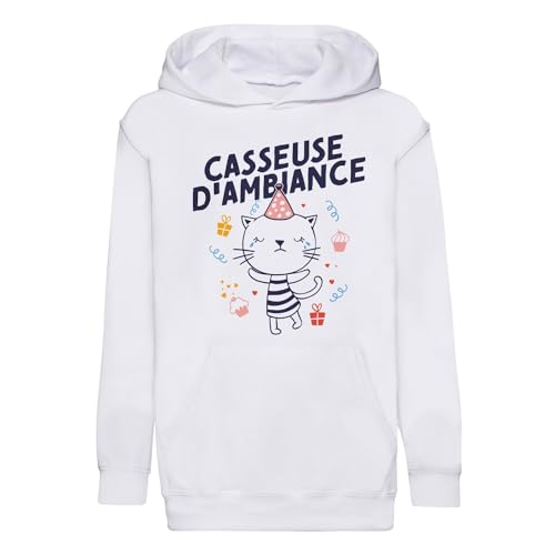 Sweat à capuche enfant premium avec illustration chat dessin de qualité