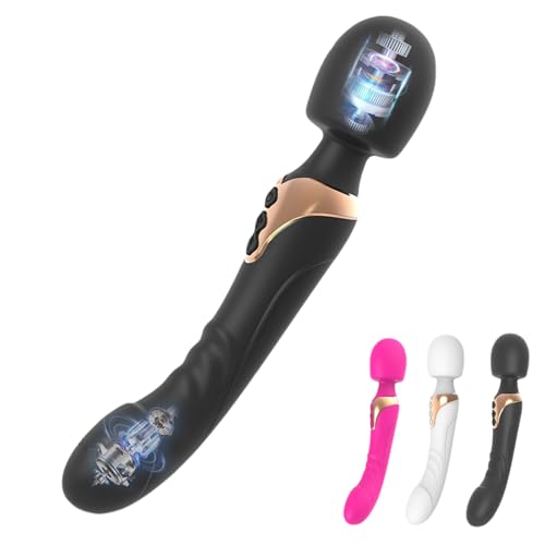 PQKuss Doppelkopf Vibratoren Dildo Vibration für Frauen Solo, Sexspielzeug mit 10+10 Vibrationsmodi, Doppelmotor G-Spot Vibrator Klassischevibratoren Analvibratoren für Frauen und Paare(Schwarz)