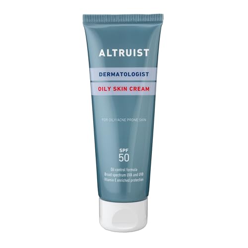 Altruist Dermatologist Crema para pieles grasas SPF 50, crema hidratante para pieles grasas y propensas al acné, vitamina E, sin perfume, no grasa, 50 ml