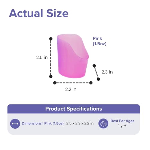 Image of TalkTools Cut Out Cups for Special Needs - Glass Set for Physical Therapy, Recovery and Rehabilitation | Motor and Coordination Support | Easy Drink Therapy Cups for Elderly - 1.5 Oz Pink (2 Pk)