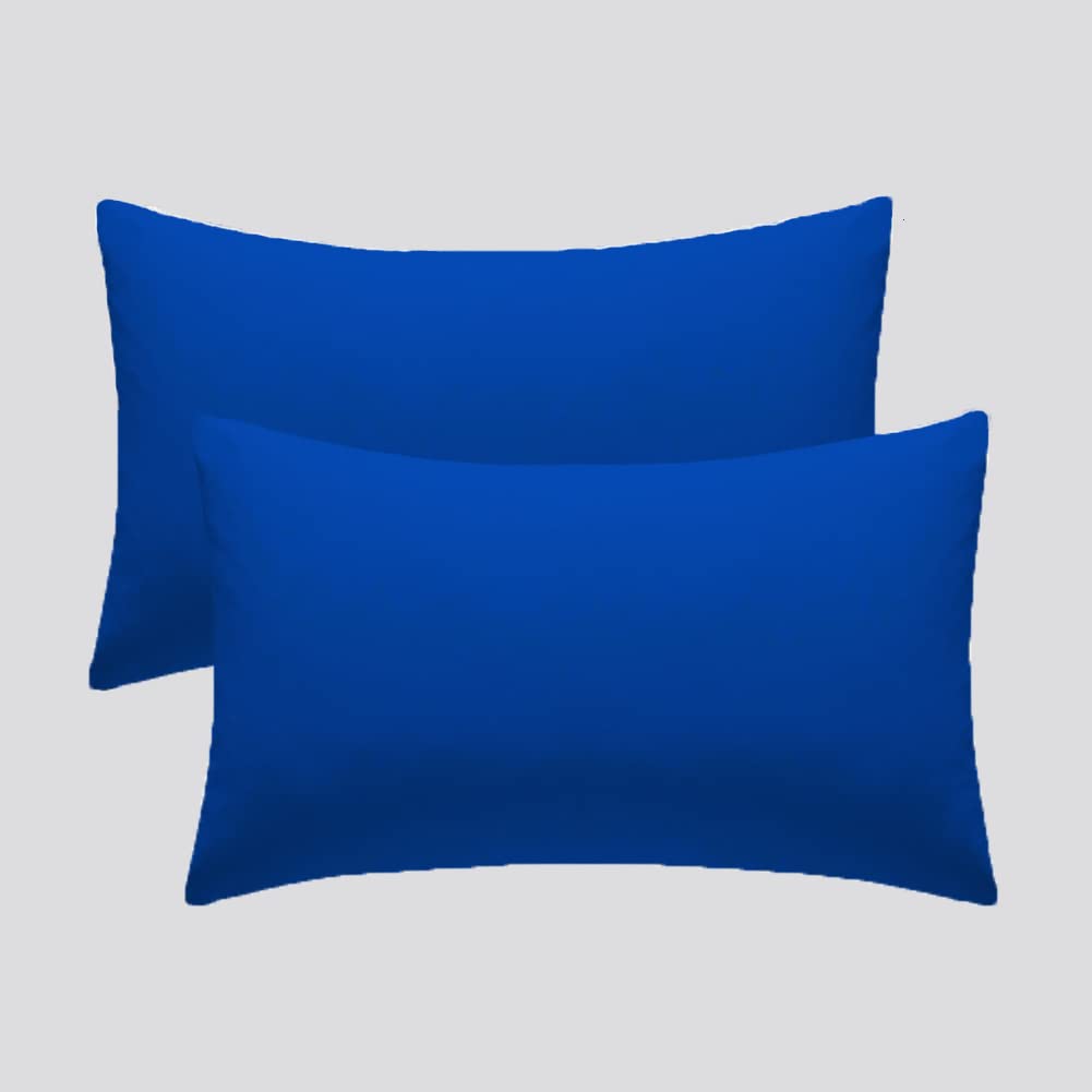 Laam linen®️ Luxury Pillowcase Pair of Housewife Non-Iron 100% PolyCotton Bedroom Bedding Pillow Cover 2 Pack (Royal Blue)