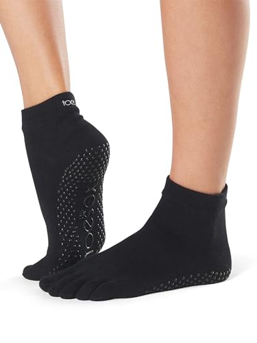 ToeSox Full Toe Ankle Calcetines de Yoga, Unisex Adulto, Negro, S
