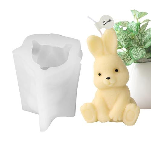 Molde De Vela De Conejo 3 D - Lindo Molde De Silicona Animal, Fundición Epoxi Antiadherente | Moldes Hechos A Mano De Arcilla De Resina Para Manualidades, De Mesa, Suministros Para Proyectos C