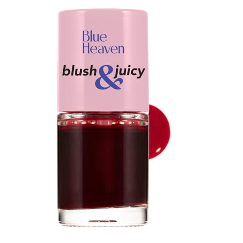Blue Heaven Blush & Juicy Lip & Cheek Tint Infused with Pomegranate & Strawberry Extract | Multipurpose 3 in 1 Lip Tint | Long Lasting, Water Proof & Hydrating Liquid Blush, Berry Juice, 9ml