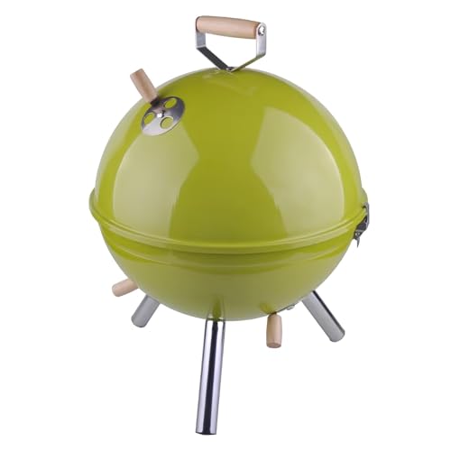 Barbacoa de exterior con asas de madera, portátil y perfecta para camping, patio trasero y picnics, fácil de usar, color verde h