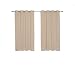 Best Home Fashion Thermal Insulated Blackout Curtains - Antique Bronze Grommet Top - Beige - 52"W x 72"L - (Set of 2 Panels)