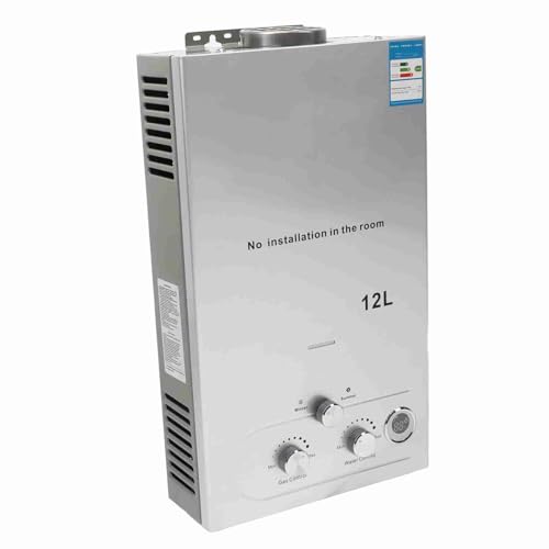 Calentador de Agua de Gas de 12l, Calefacción Rápida, Conmutación Automática de Alimentación, de Calentador de Agua Tipo Fugas con Spray de Ducha, para Uso de Baño Familiar,