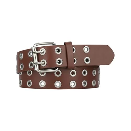 Fashionable Leather Women Men Belts With Alloy Chains Punk Style Metal Pin Buckle For Jeans