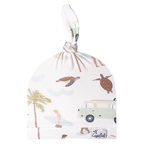 Image of Copper Pearl Baby Beanie Hat Top Knot Stretchy Soft Maui