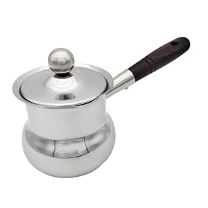 Pitycbo Türkische Kaffeekanne Edelstahl mit Holzgriff