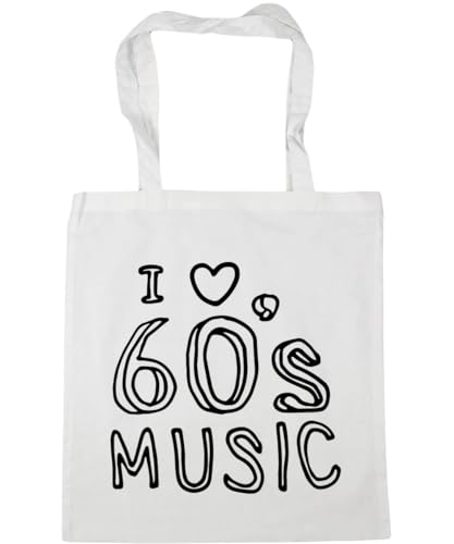 Image of Hippowarehouse I love 60's music Tote Shopping Gym Beach Bag 42cm x38cm, 10 litres